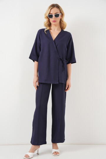 Kadın Önü Bağlamalı Alt Üst Takım 6745 - Lacivert