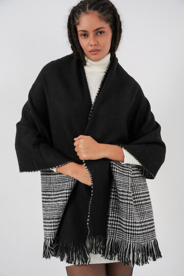 Kadın Yumuşak Dokulu Kalın Şal Atkı 15951 - Siyah