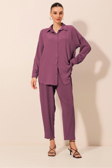 6593 Oversize İkili Takım - Mürdüm