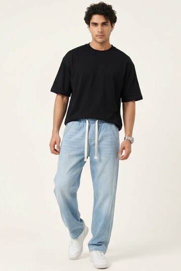 Erkek Rahat Kesim Baggy Jean Pantolon 30076 - Mavi