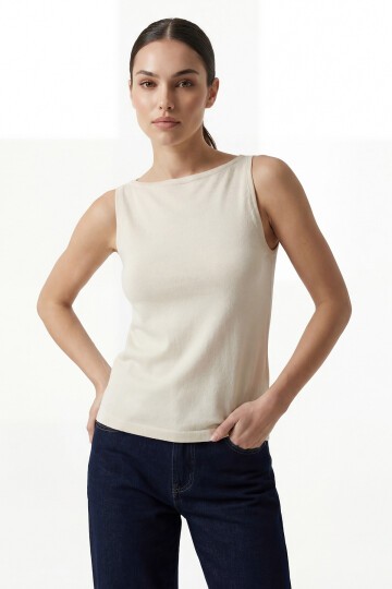 Kadın Askılı Örme Atlet 15935 - Krem