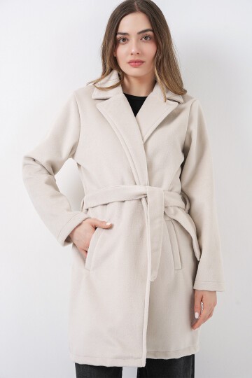 Kadın Kuşaklı Kaban 9171 - Ekru