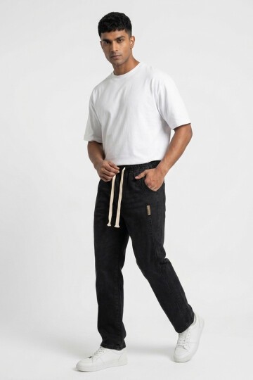 Erkek Rahat Kesim Baggy Jean Pantolon 30076 - Siyah