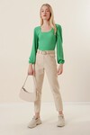 Merterium 0442 Uzun Kollu Bluz - Yeşil