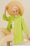 Merterium 103901 Oversize Basic Tesettür Gömlek - G.Yeşil