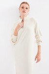 Merterium 15839 Boydan Triko Elbise - Krem