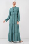 Merterium 1627 Yaka Bağcıklı Tesettür Elbise - Mint