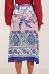 Merterium 1899 Desenli Midi Etek - Mor