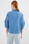 Merterium 20246 Kol Detaylı Crop Gömlek - İndigo