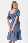 Merterium 2351 Kloş Poplin Elbise - İndigo