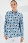 Merterium 3721 Grafik Desenli Gömlek - Turkuaz