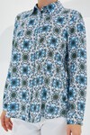 Merterium 3721 Grafik Desenli Gömlek - Turkuaz