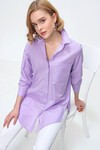 Merterium 3879 Oversize Cepli Gömlek - Lila