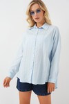 Merterium 3900 Oversize Uzun Basic Gömlek - C.Mavi