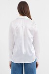Merterium 3964 Hafif Dökümlü Saten Gömlek - Beyaz