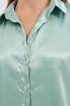 Merterium 3964 Hafif Dökümlü Saten Gömlek - Çağla