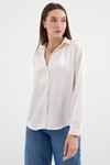 Merterium 3964 Hafif Dökümlü Saten Gömlek - Krem