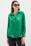 Merterium 3964 Hafif Dökümlü Saten Gömlek - Yeşil