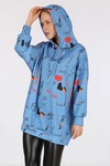 Merterium 4289 Kapüşonlu Oversize Sweatshirt - İndigo