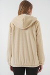Merterium 5091 Kapşonlu Kürklü İçi Astarlı Mont - Bisküvi