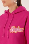 Merterium 55424 Nakışlı Oversize Sweatshirt - Fuşya