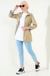 Merterium 5669 Belden Lastikli Trenchcoat - Bej