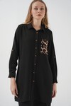 Merterium 5851 Cep Detaylı Gömlek Tunik - Siyah