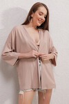 Merterium 5862 Örme Kimono - Bej