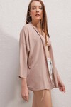 Merterium 5862 Örme Kimono - Bej