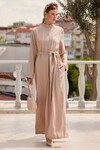 Merterium 7028 Uzun Tulum Elbise - Bej