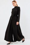 Merterium 7028 Uzun Tulum Elbise - Siyah