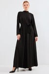 Merterium 7028 Uzun Tulum Elbise - Siyah