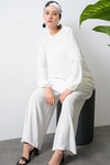 Merterium Kadın Ayrobin Tunik Pantolon Alt Üst Takım - Beyaz