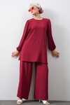 Merterium Kadın Ayrobin Tunik Pantolon Alt Üst Takım - Bordo