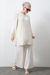 Merterium Kadın Ayrobin Tunik Pantolon Alt Üst Takım - Ekru