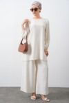 Merterium Kadın Ayrobin Tunik Pantolon Alt Üst Takım - Ekru