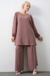 Merterium Kadın Ayrobin Tunik Pantolon Alt Üst Takım - Gül Kurusu