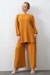 Merterium Kadın Ayrobin Tunik Pantolon Alt Üst Takım - Hardal