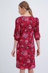 Merterium Kadın Bordo Gül Desenli Midi Elbise 2477