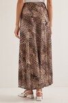 Merterium Kadın Kahve Bej Desenli Saten Etek 15877