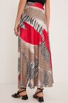 Merterium Kadın Kırmızı Siyah Desenli Saten Etek 15877