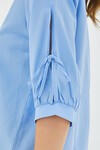 Merterium Kadın Kol Detaylı Mavi Crop Gömlek 20246