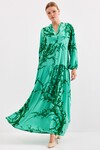 Merterium Kadın Koyu Yeşil Viskon Tesettür Elbise 2423