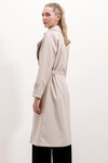 Merterium Kadın Kruvaze Yaka Kuşaklı Trençkot - Bej
