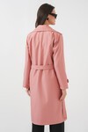 Merterium Kadın Kruvaze Yaka Kuşaklı Trençkot - Pembe