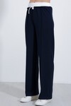 Merterium Kadın Lacivert Bol Paça Çımalı Pantolon 6662