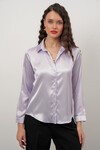 Merterium Kadın Saten Gömlek Geniş Beden Aralığı - Lila