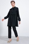 Merterium Kadın Siyah Örme Pantolon Tunik Alt Üst Takım 6654