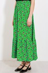 Merterium Kadın Yeşil Çiçek Desenli Uzun Örme Etek 1886