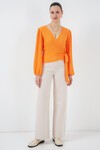 Merterium 0441 Anvelop Örme Bluz - Turuncu